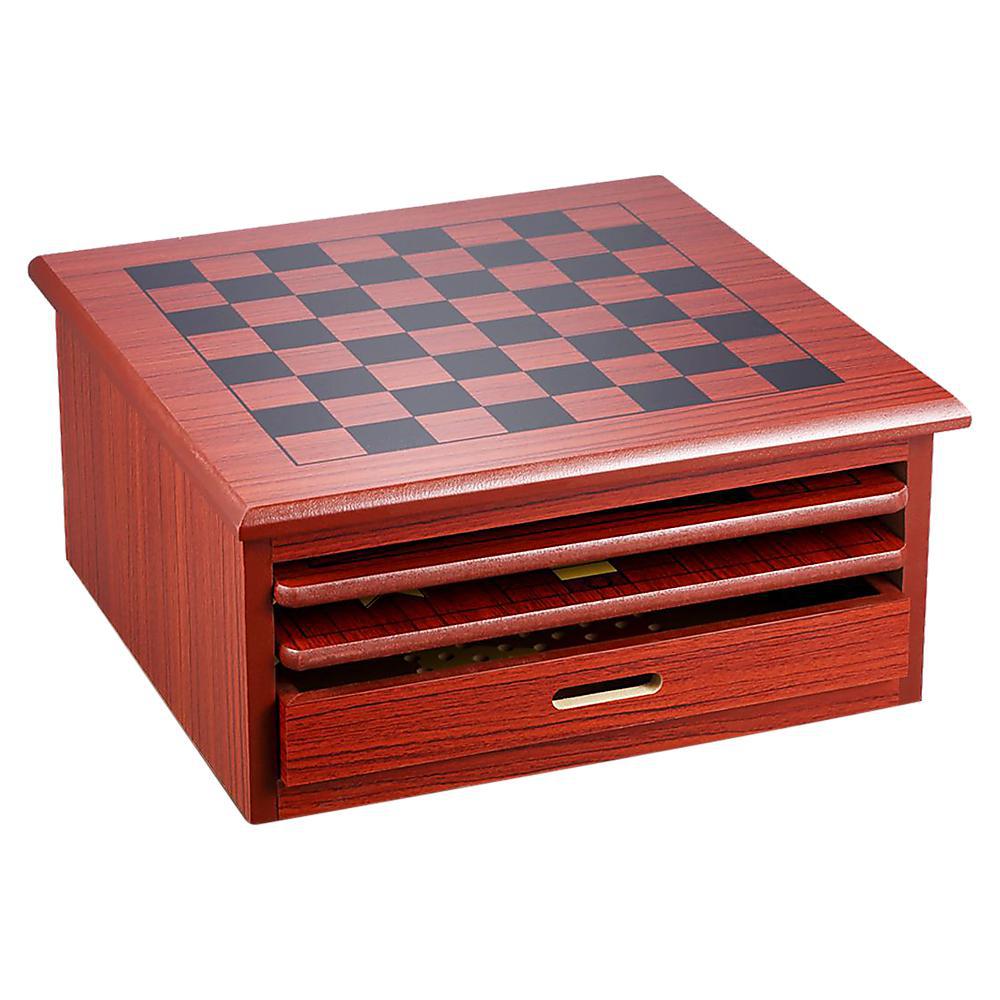 ﻿10-in-1 Wooden Chess & Checkers Board Games-Vivify Co.