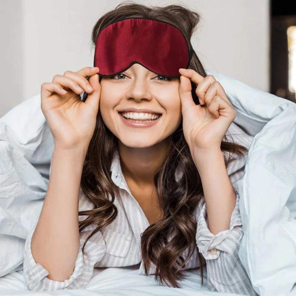 100% Mulberry Silk Eye Mask - Burgundy-Vivify Co.