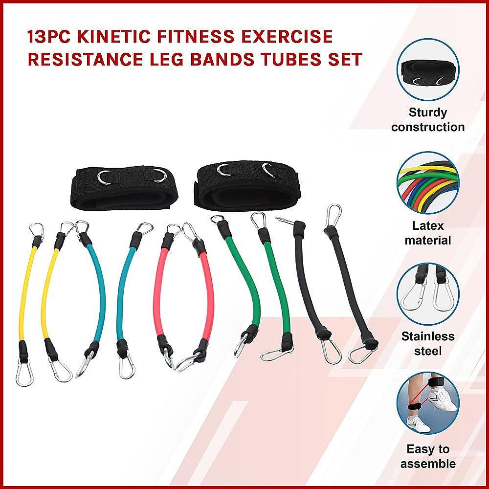 13 Piece Kinetic Resistance Band Set with Leg Straps & Bag-Vivify Co.