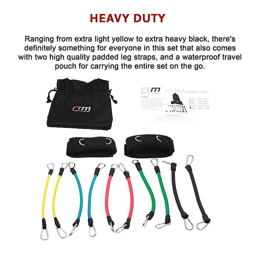 13 Piece Kinetic Resistance Band Set with Leg Straps & Bag-Vivify Co.