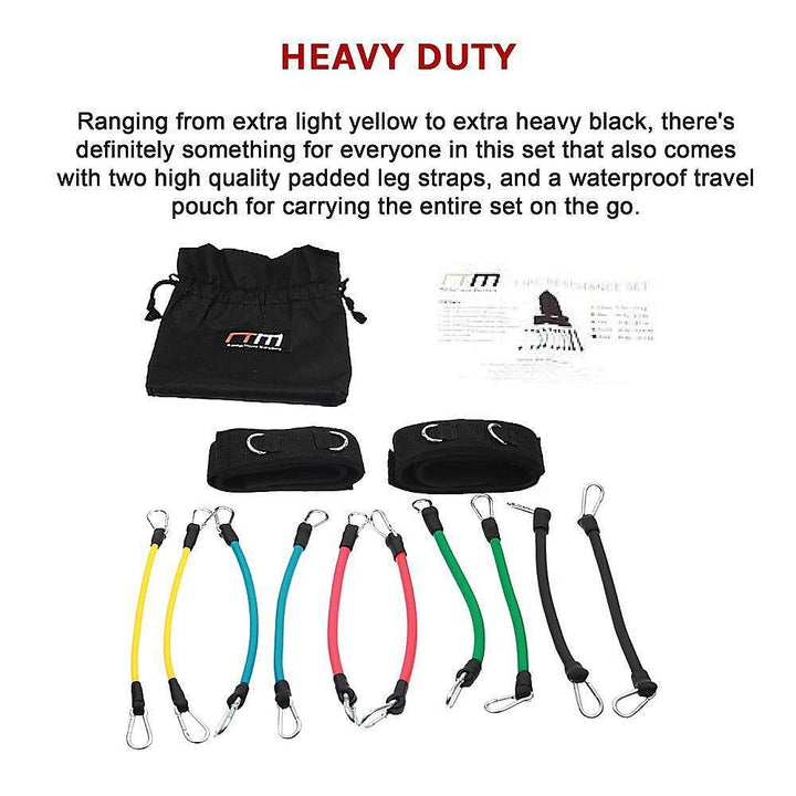 13 Piece Kinetic Resistance Band Set with Leg Straps & Bag-Vivify Co.