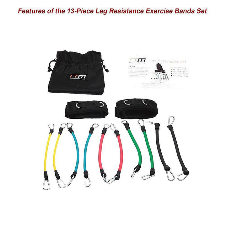 13 Piece Kinetic Resistance Band Set with Leg Straps & Bag-Vivify Co.