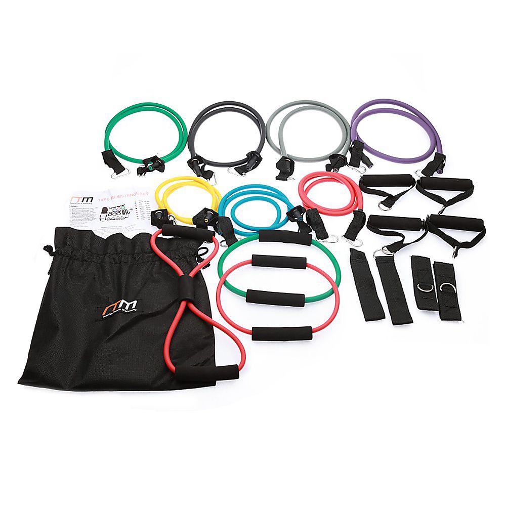 19 Piece Kinetic Resistance Band Set with Leg Straps-Vivify Co.