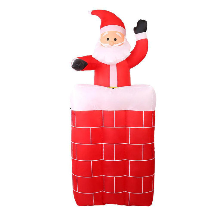 1.8M Christmas Inflatable Light-Up Chimney Santa-Vivify Co.