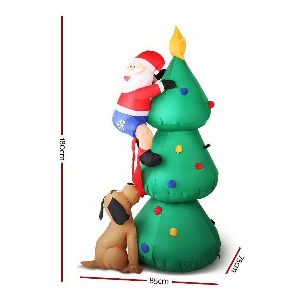 1.8M Christmas Inflatable Light-Up Santa in Tree-Vivify Co.