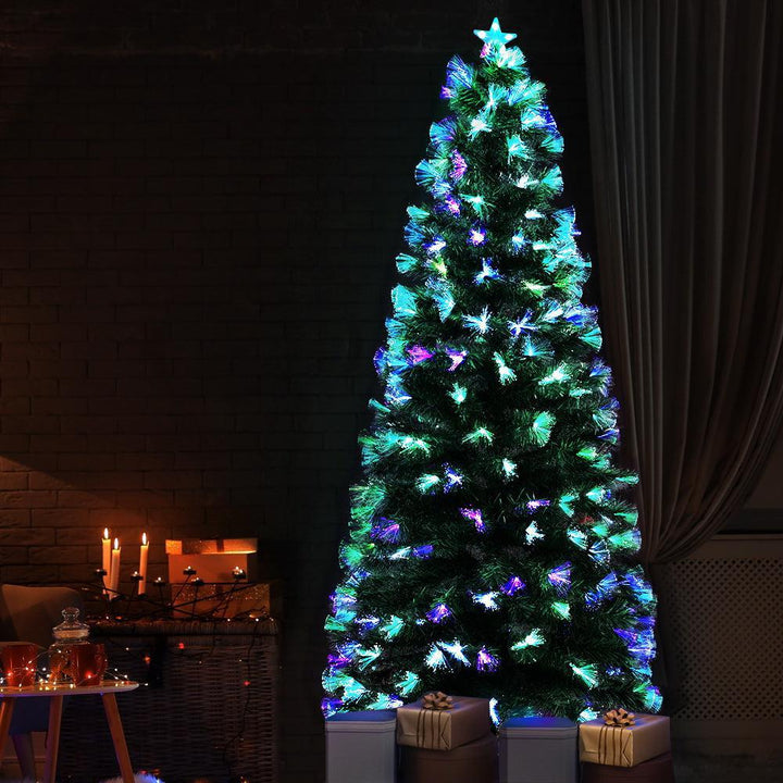 1.8M Christmas Tree with 204 Multi Coloured Optic Fibre Lights-Vivify Co.