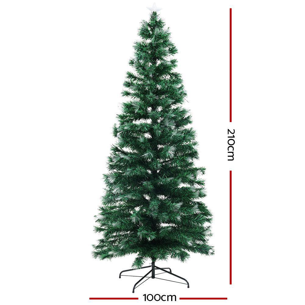 2.1M Christmas Tree with 274 Multi Colour Optic Fibre Lights & Star-Vivify Co.