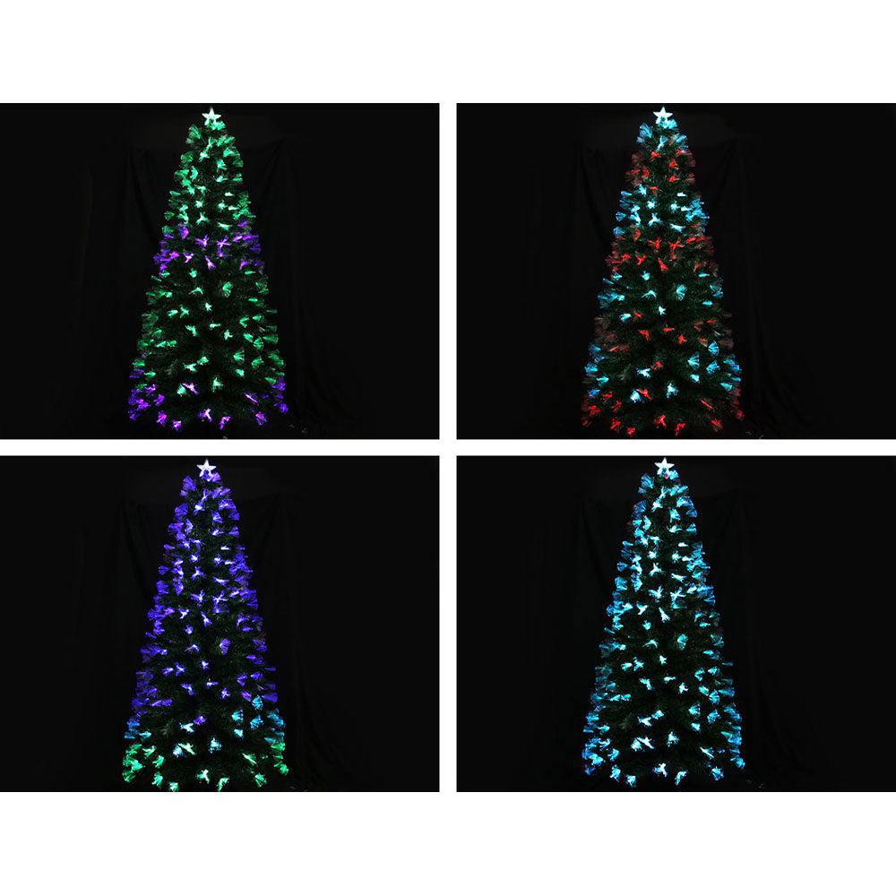 2.1M Christmas Tree with 274 Multi Coloured Optic Fibre Lights-Vivify Co.
