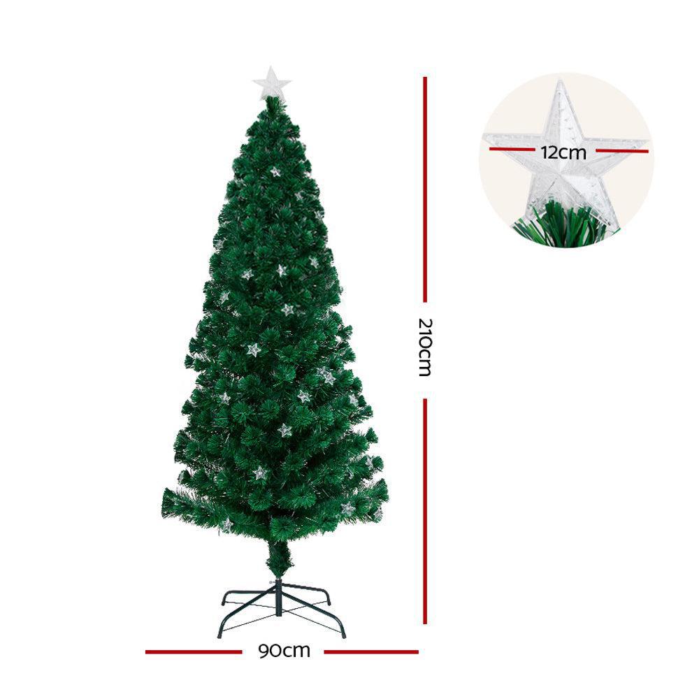 2.1M Christmas Tree with 280 Multi Colour Optic Fibre Lights-Vivify Co.