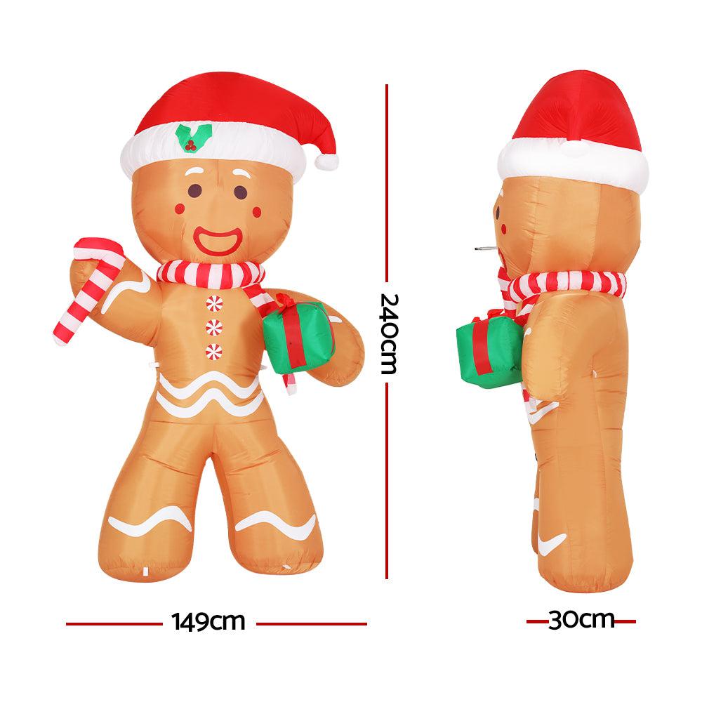 2.4M Christmas Inflatable Light-Up Gingerbread Man-Vivify Co.
