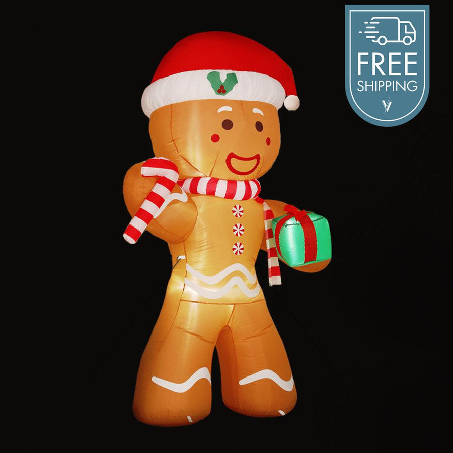 2.4M Christmas Inflatable Light-Up Gingerbread Man-Vivify Co.
