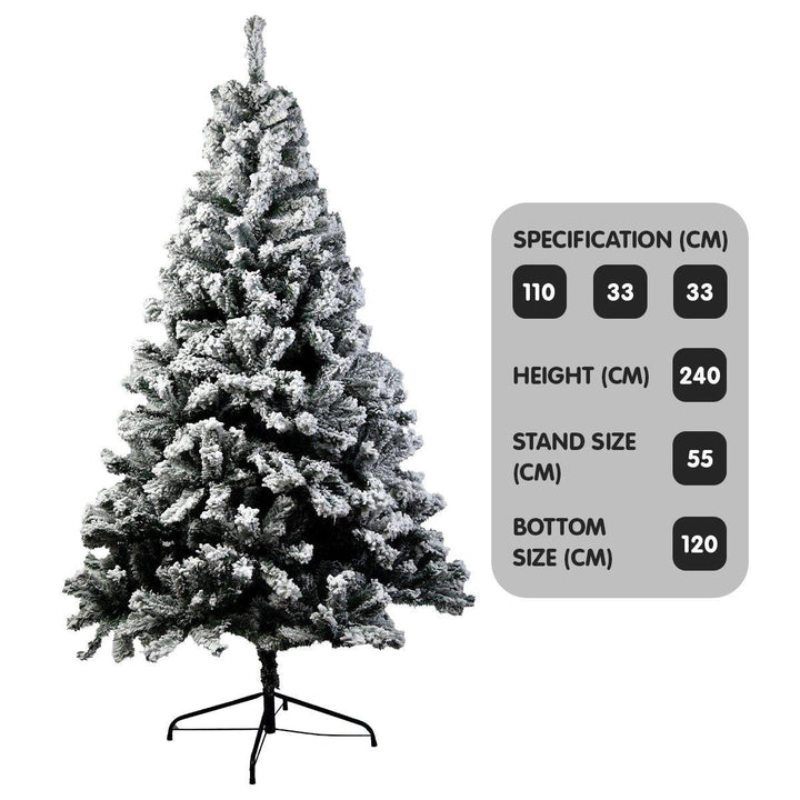 2.4M Christmas Tree with 1500 Snowy Tips-Vivify Co.