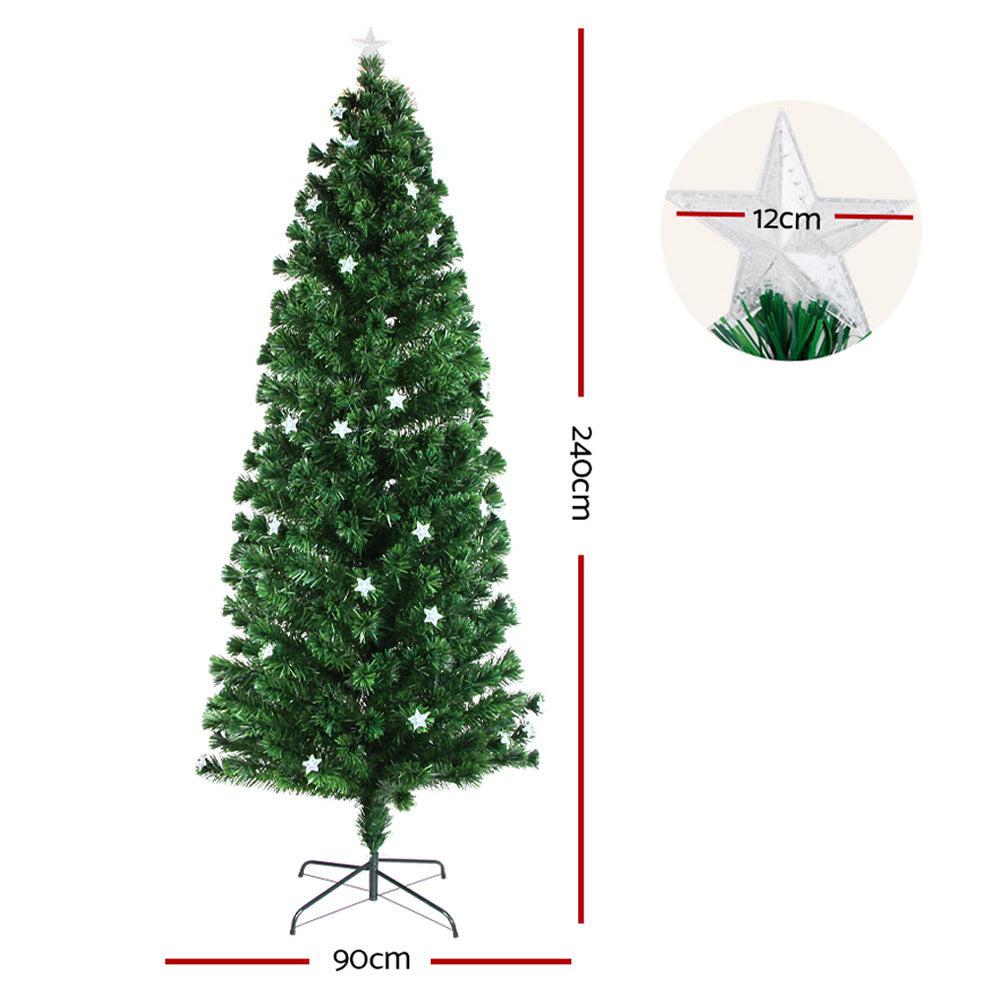 2.4M Christmas Tree with 320 Multi Colour Optic Fibre LED Tips & Stars-Vivify Co.