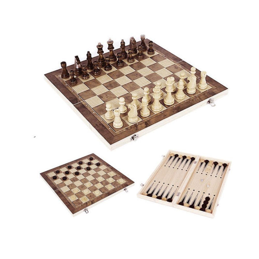 3-in-1 Chess, Backgammon & Checkers Game-Vivify Co.