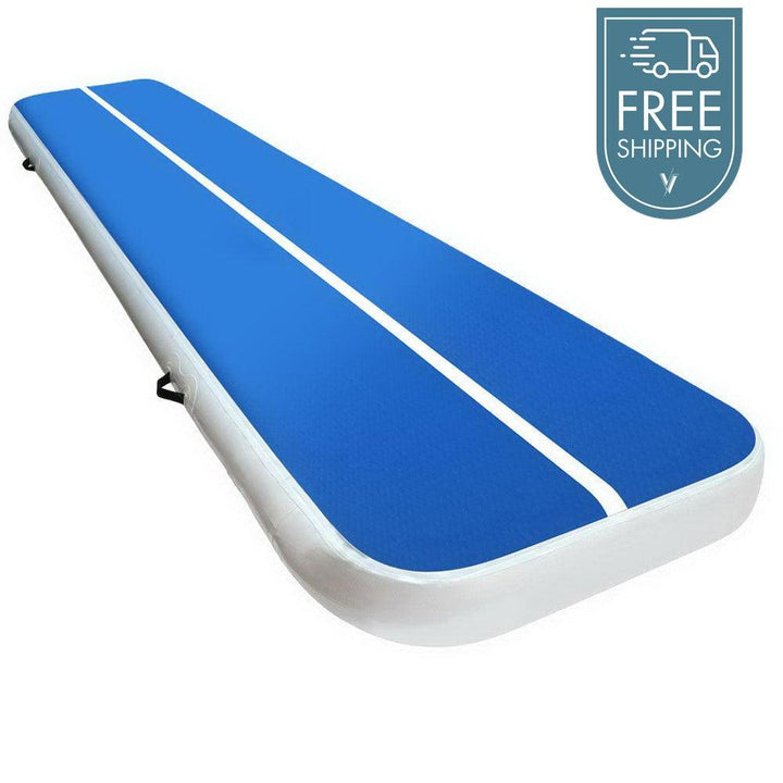 4m x 1m Inflatable Air Track Mat 20cm Thick Gymnastic Tumbling Blue And White-Vivify Co.