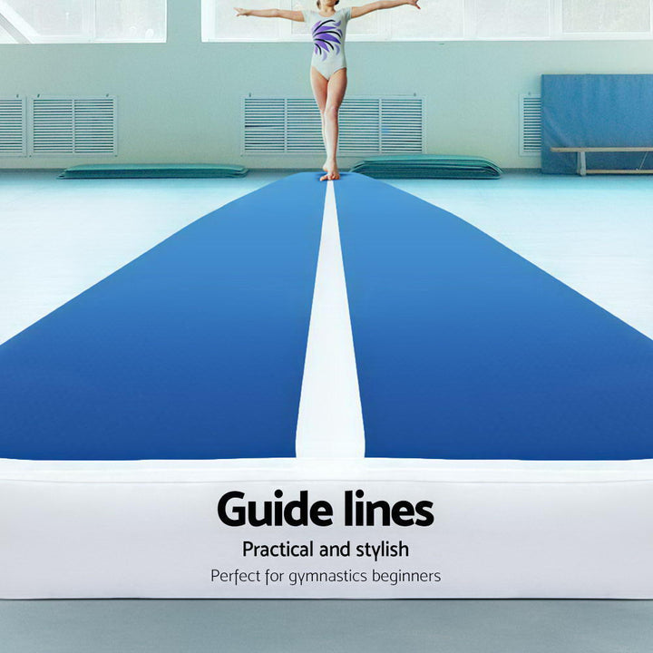 6m x 1m Inflatable Air Track Mat 20cm Thick Gymnastic Tumbling Blue And White-Vivify Co.