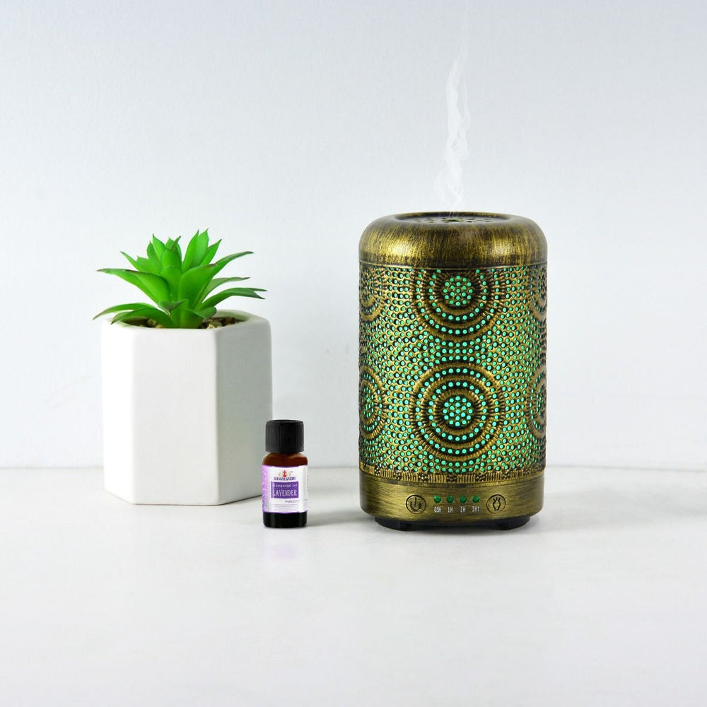 Activiva 100ml Metal Aroma Diffuser - Vintage Blue & Gold-Vivify Co.