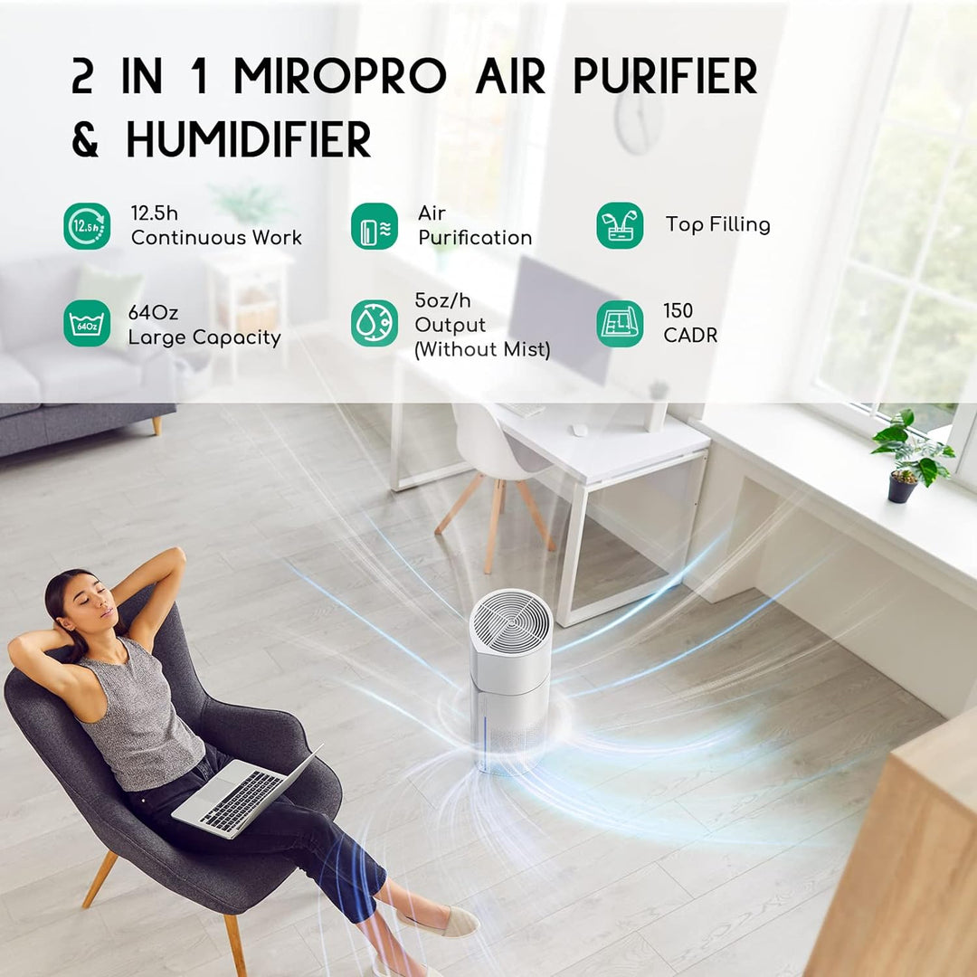 Air Purifier Humidifier Combo, 2-in-1 HEPA-Vivify Co.