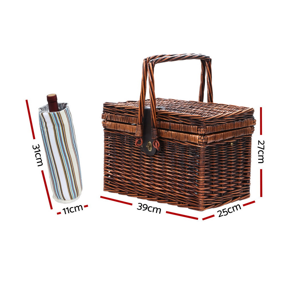 Alfresco 4 Person Picnic Basket Set Deluxe Folding Outdoor Insulated Liquor bag-Vivify Co.