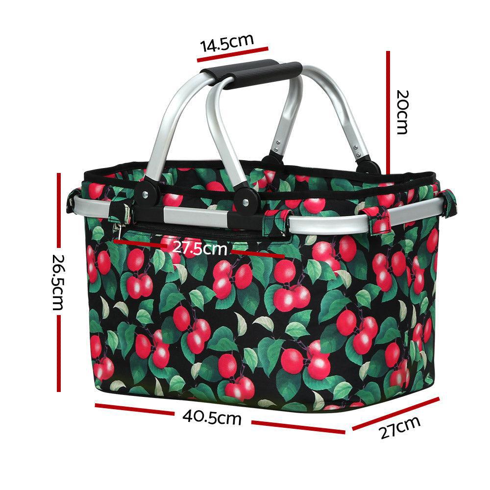 Alfresco Insulated Folding Picnic Bag Basket - Black Cherry-Vivify Co.