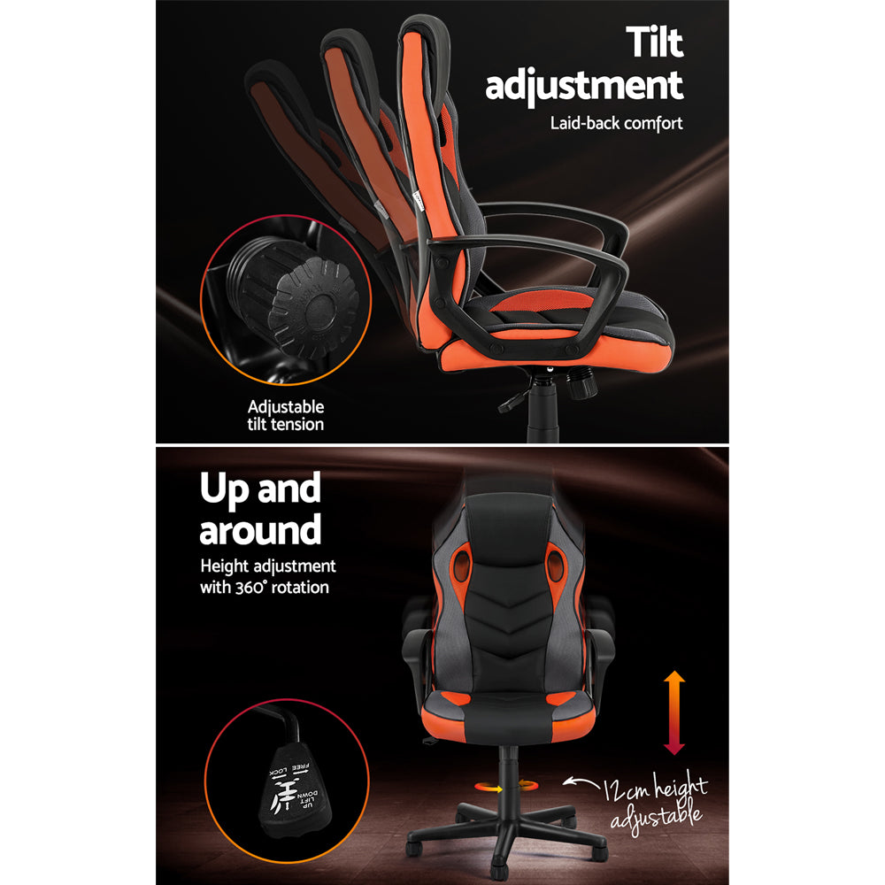 Artiss Executive High Back Gaming Office Racing Chair - Orange-Vivify Co.