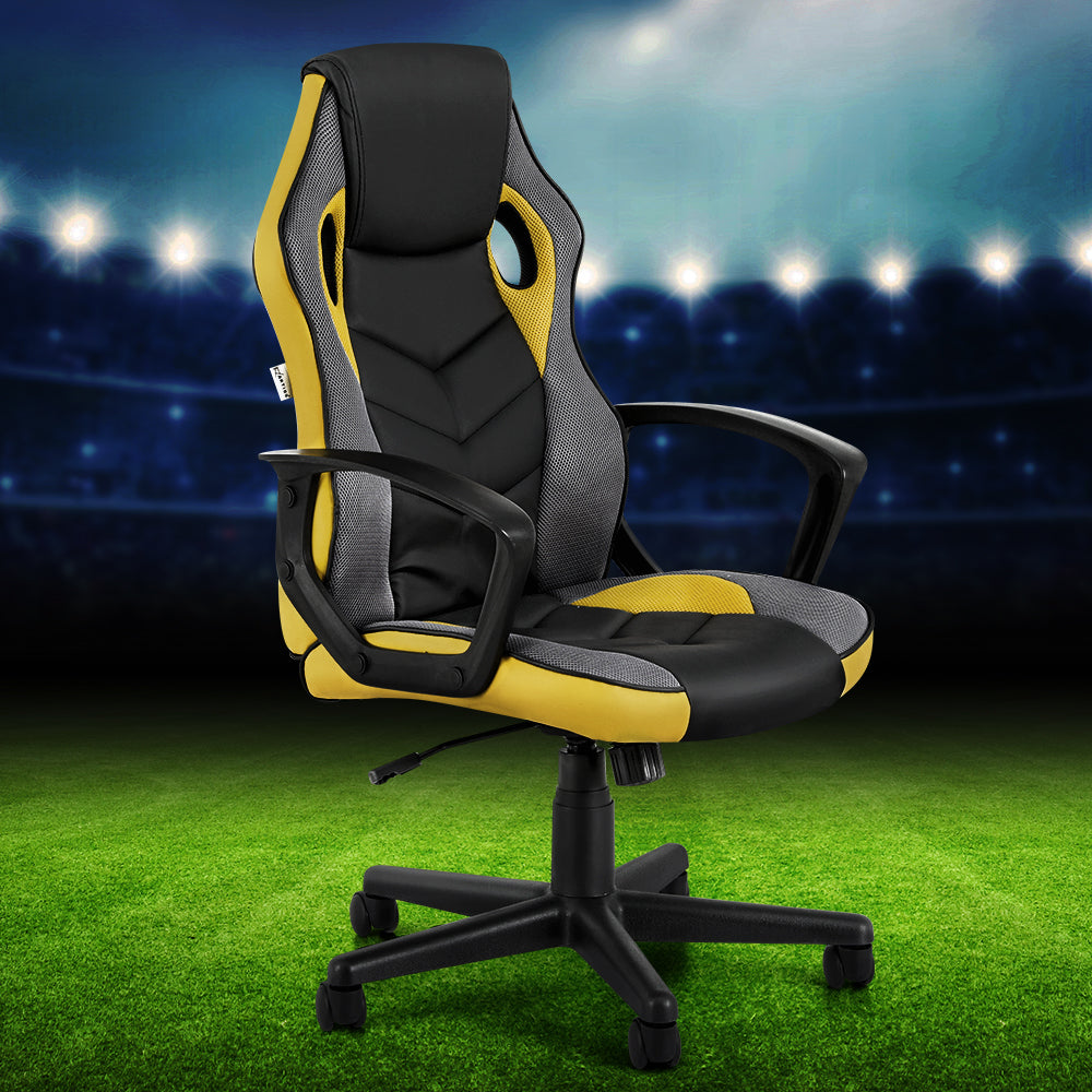 Artiss Executive High Back Gaming Office Racing Chair - Yellow-Vivify Co.