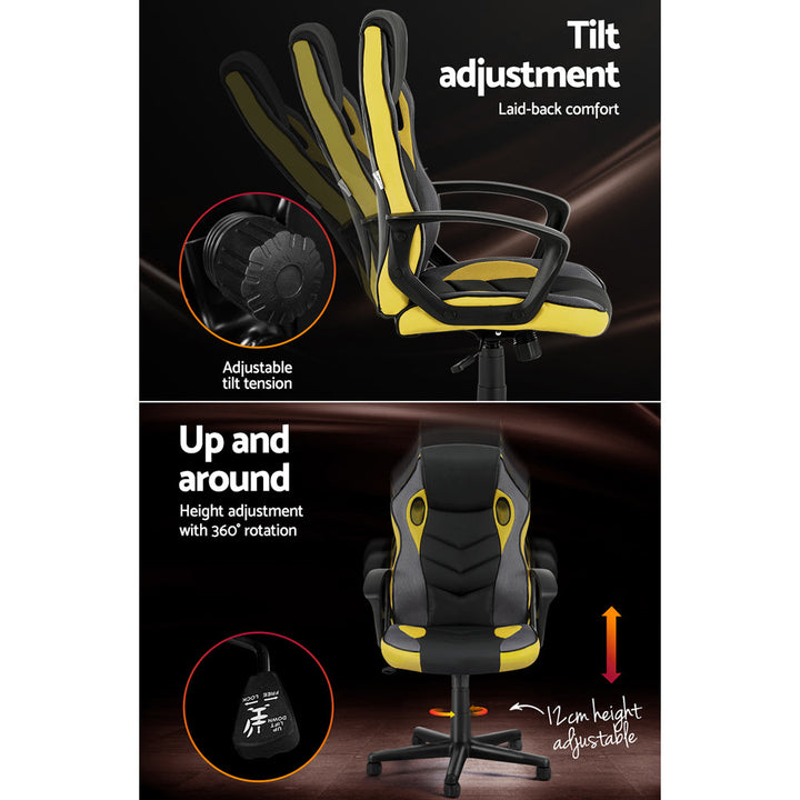 Artiss Executive High Back Gaming Office Racing Chair - Yellow-Vivify Co.