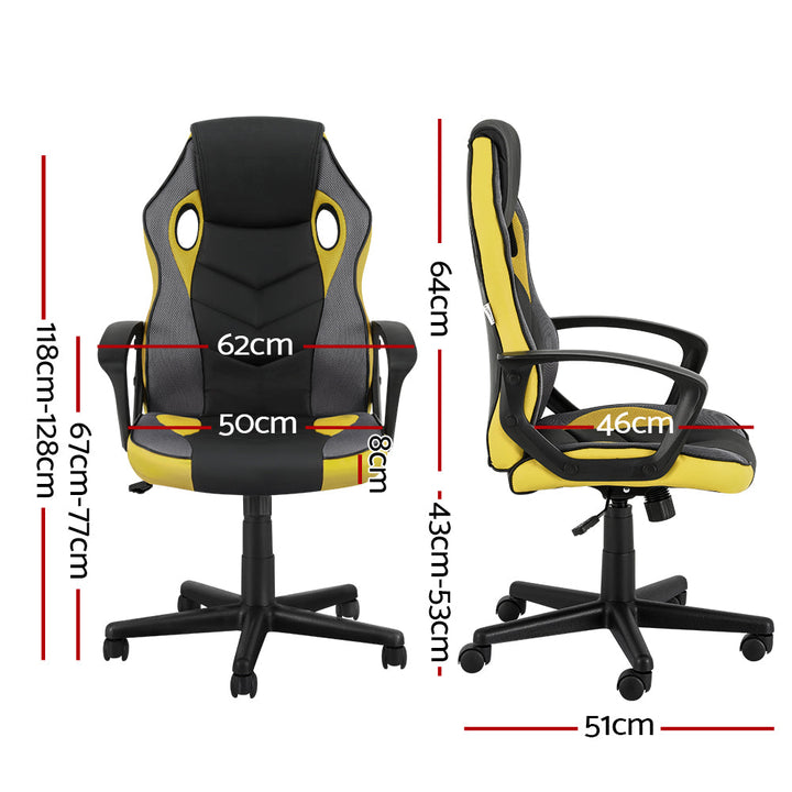 Artiss Executive High Back Gaming Office Racing Chair - Yellow-Vivify Co.