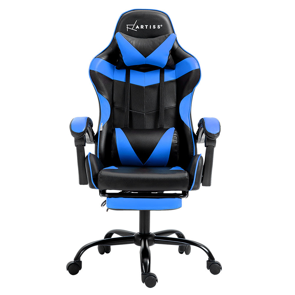 Artiss Gaming Office Chair Recliner with Footrest - Blue-Vivify Co.