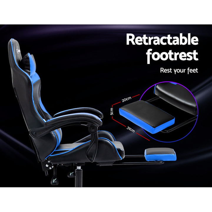 Artiss Gaming Office Chair Recliner with Footrest - Blue-Vivify Co.