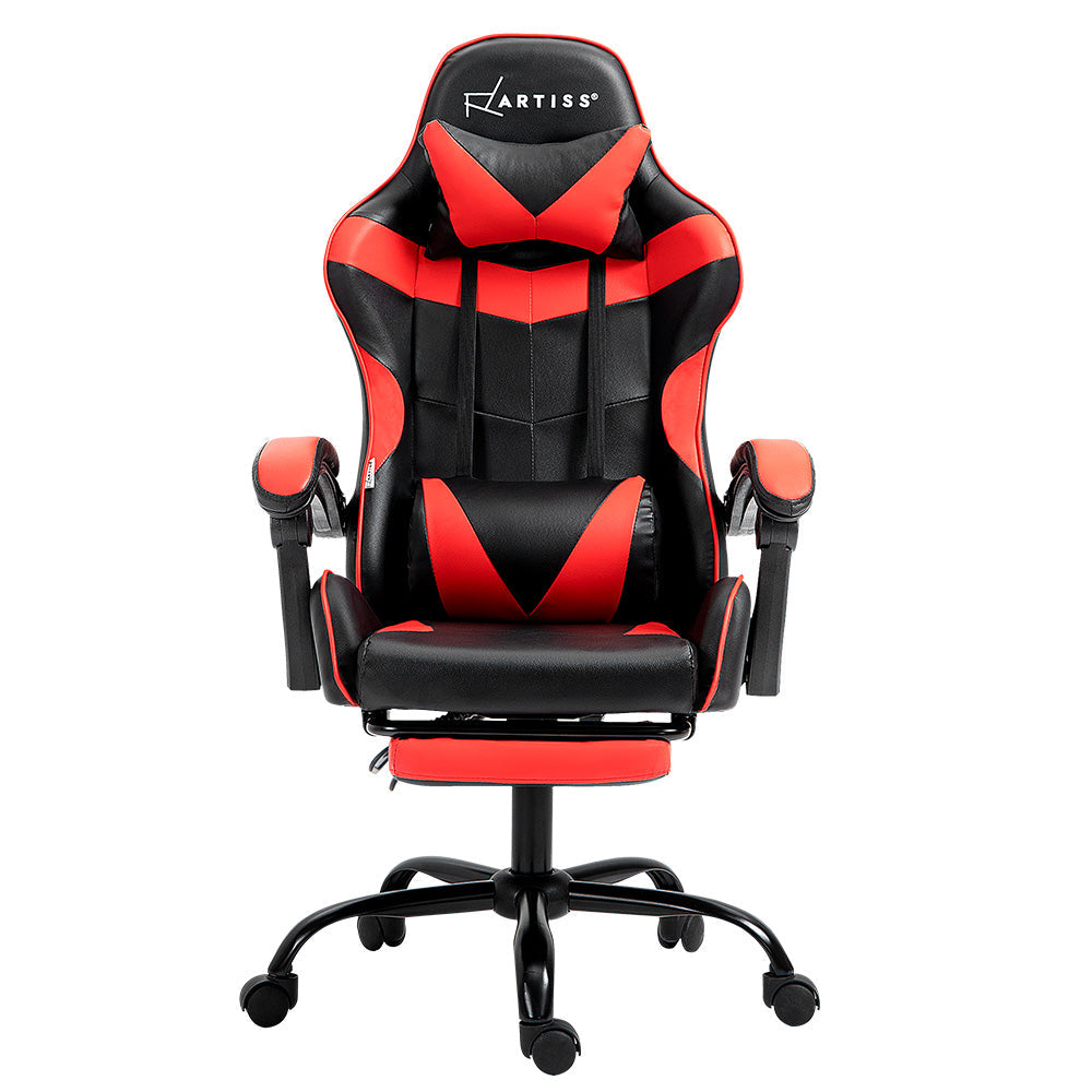 Artiss Gaming Office Chair Recliner with Footrest - Red-Vivify Co.