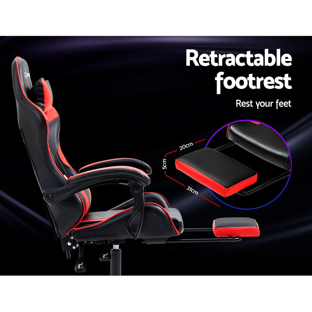 Artiss Gaming Office Chair Recliner with Footrest - Red-Vivify Co.