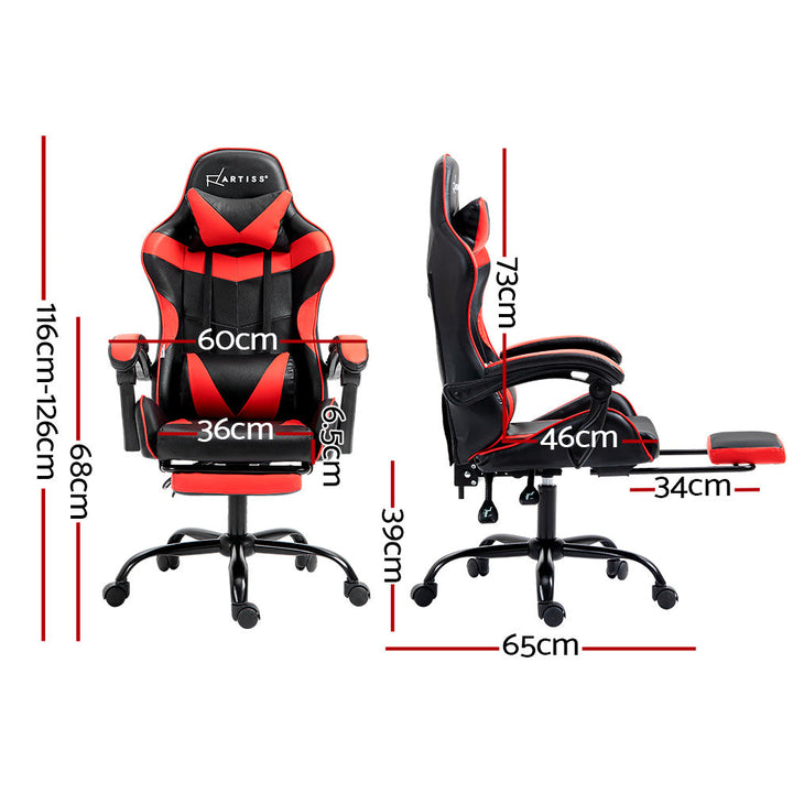 Artiss Gaming Office Chair Recliner with Footrest - Red-Vivify Co.