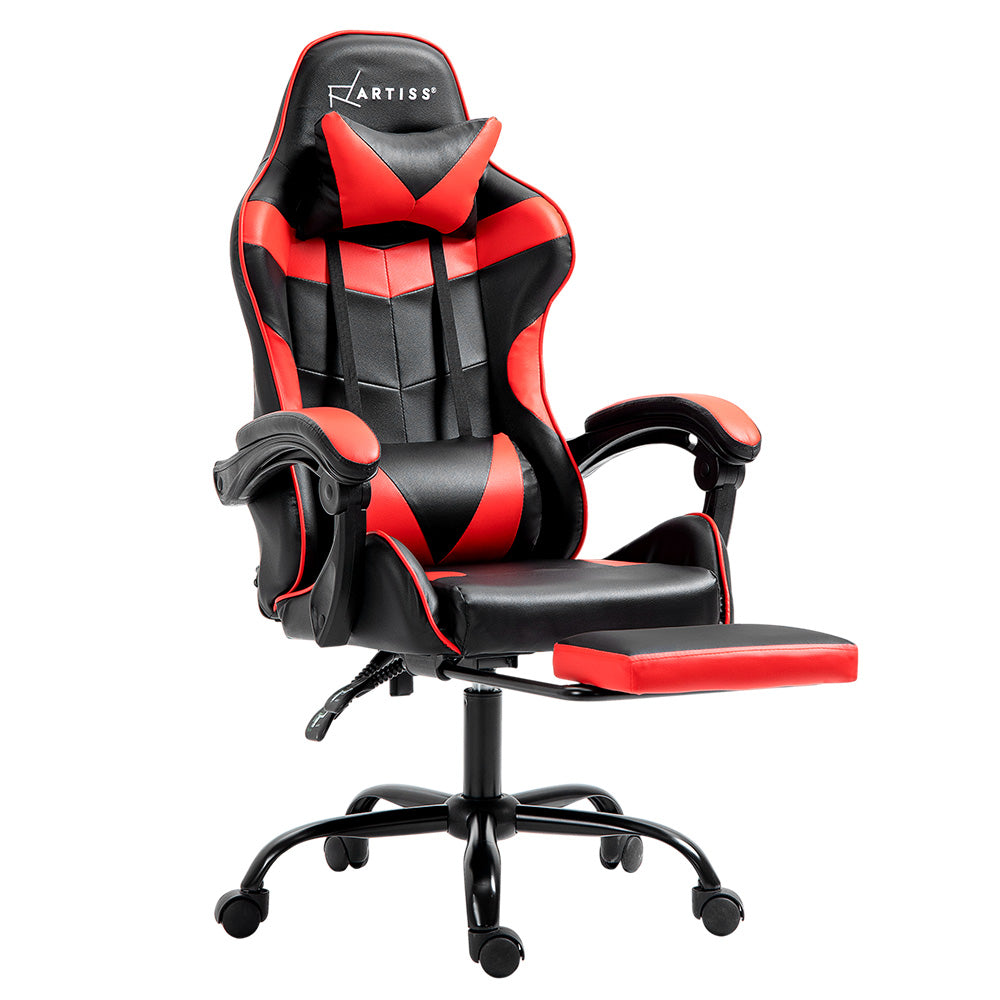 Artiss Gaming Office Chair Recliner with Footrest - Red-Vivify Co.