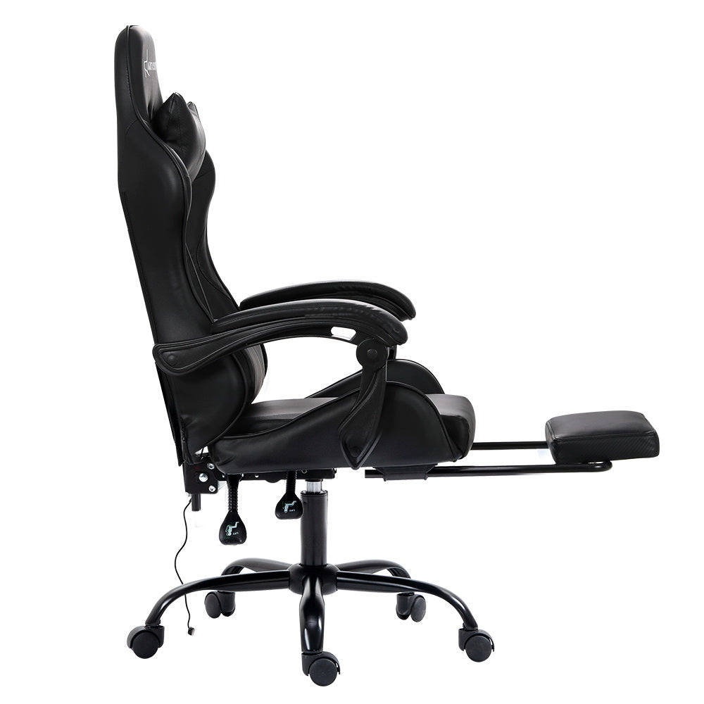 Artiss Gaming Office Chair with 2 Point Massage & Footrest - Black-Vivify Co.