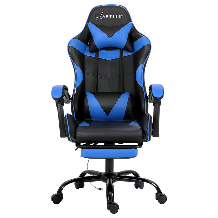 Artiss Gaming Office Chair with 2 Point Massage & Footrest - Blue-Vivify Co.