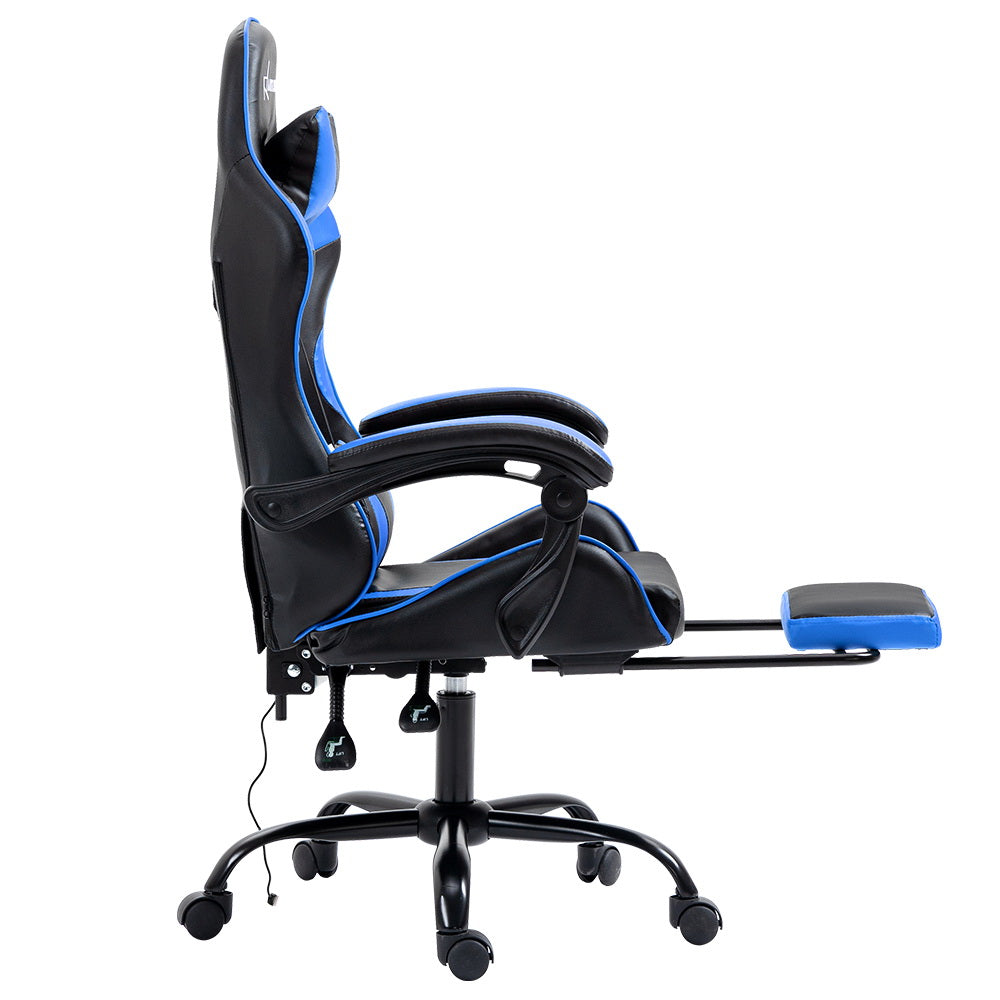 Artiss Gaming Office Chair with 2 Point Massage & Footrest - Blue-Vivify Co.