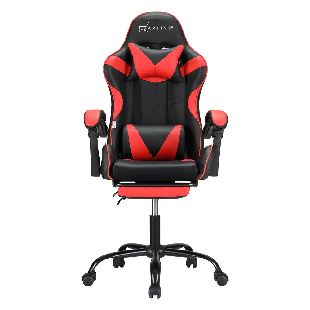 Artiss Gaming Office Chair with 2 Point Massage & Footrest - Red-Vivify Co.