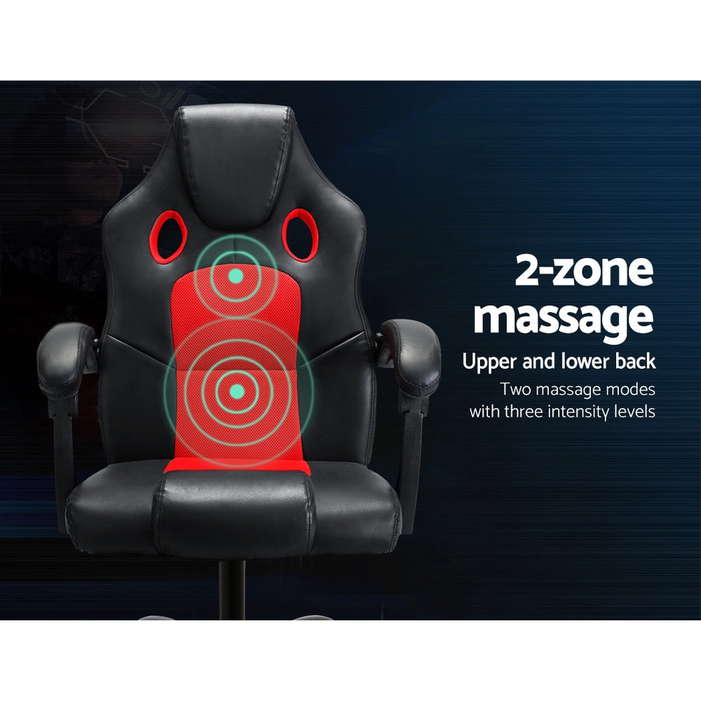 Artiss Gaming Office Chair with 2 Point Massage & Footrest - Red-Vivify Co.