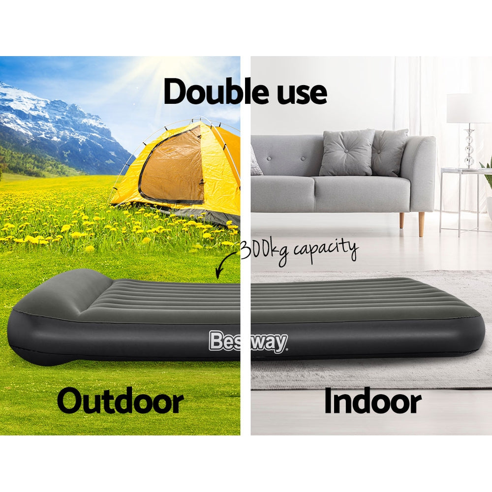 Bestway Air Mattress Queen Bed Inflatable Flocked Camping Beds 30CM-Vivify Co.