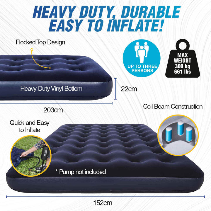 Bestway Queen Inflatable Air Bed Indoor/Outdoor Heavy Duty Durable Camping-Vivify Co.