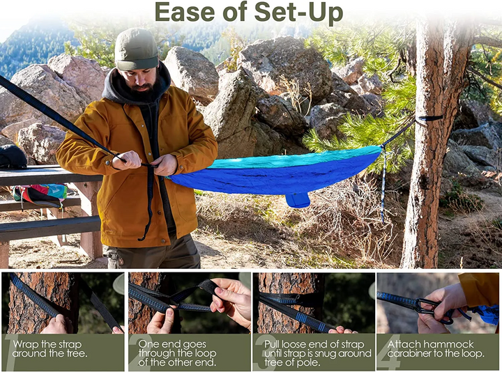 Blue & Grey Camping Hammock - 200kgs-Vivify Co.