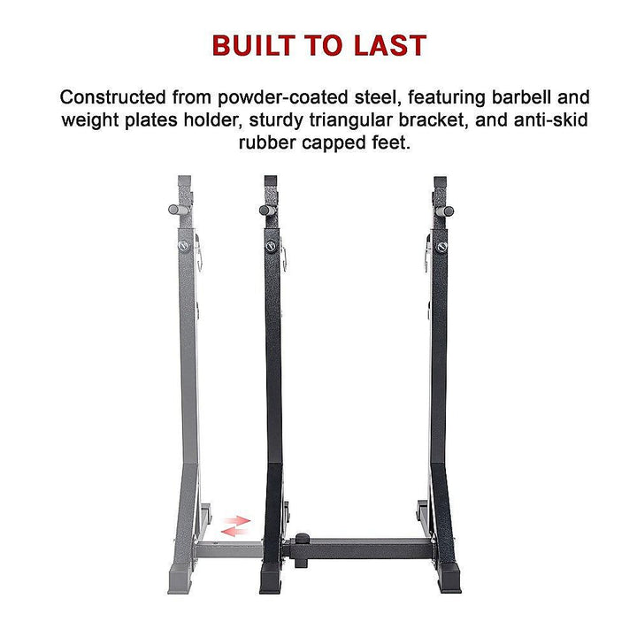 Commercial Squat Rack Adjustable Pair Fitness Exercise Weight Lifting Gym Barbell Stand-Vivify Co.