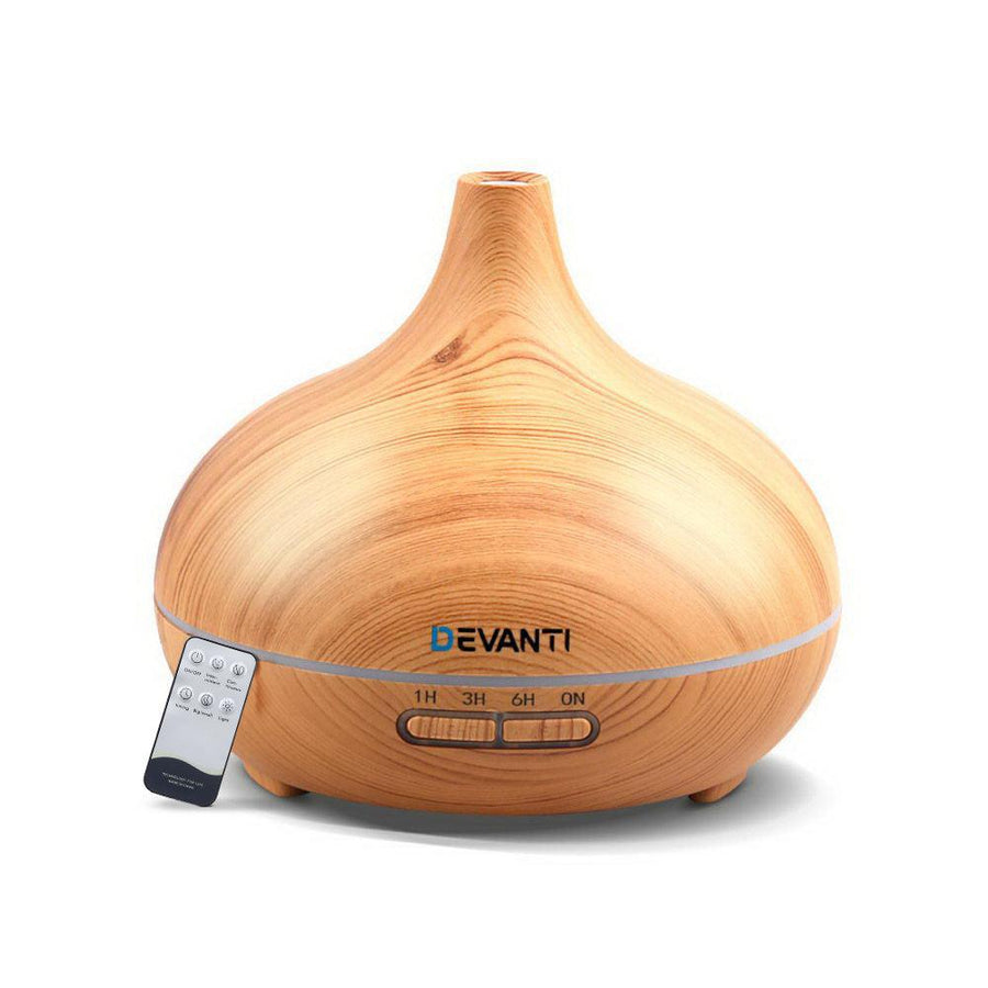 Devanti 300ml 4-in-1 Aroma Diffuser with 7 Colour Night Light - Light Wood Grain-Vivify Co.