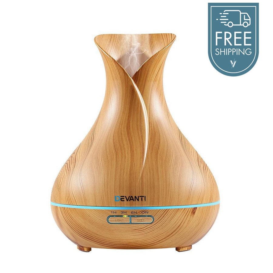 Devanti 400ml 4-in-1 Aroma Diffuser - Light Wood-Vivify Co.