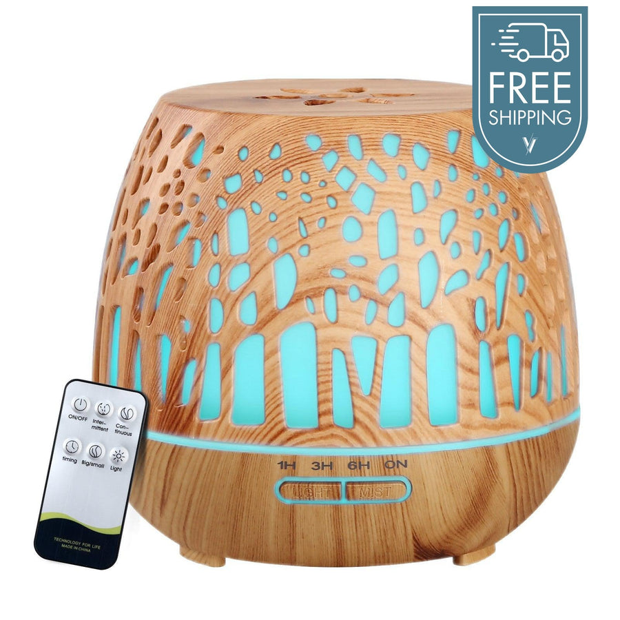 Devanti 400ml 4 in 1 Aroma Diffuser with 7 Colour Night Light - Wood Grain Finish-Vivify Co.