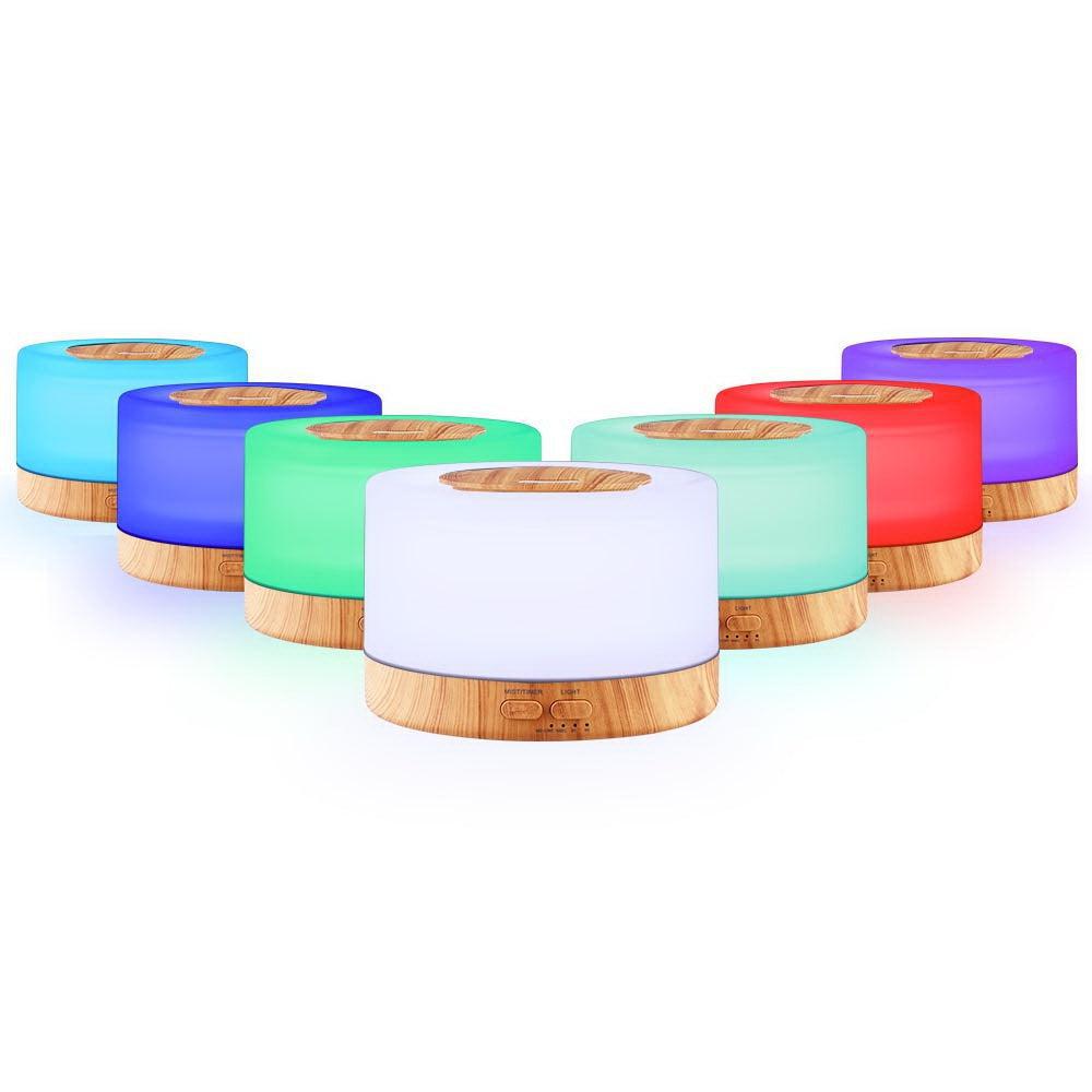 Devanti 500ml 4-in-1 Aroma Diffuser with 7 Colour Night Light - Light Wood Grain-Vivify Co.