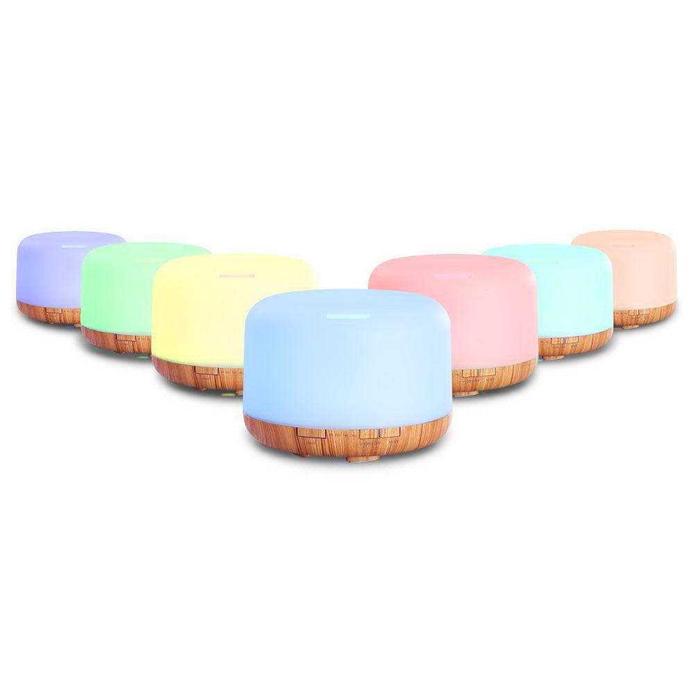 Devanti 500ml 4-in-1 Aroma Diffuser with 7 Colour Night Light - Light Wood Grain-Vivify Co.