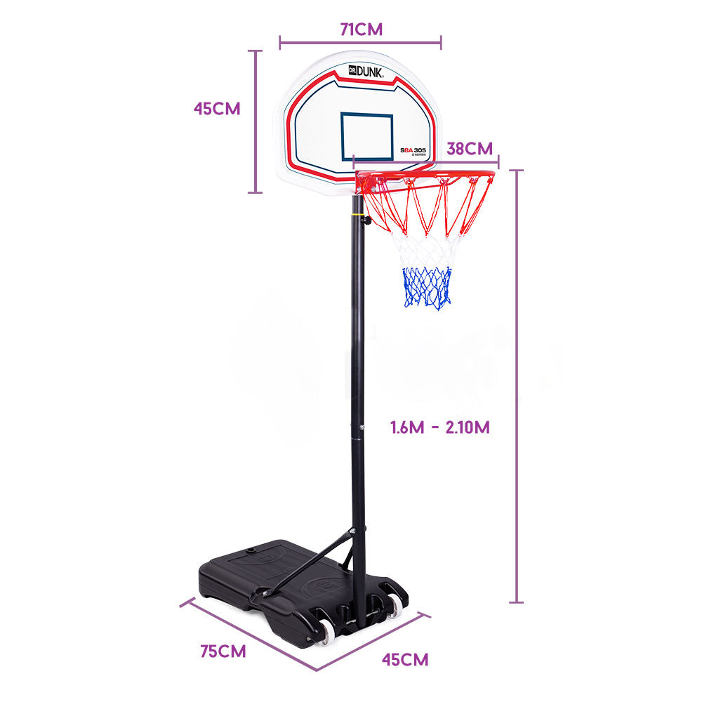 Dr.Dunk Basketball Hoop Stand System Height Adjustable Portable Net Ring 2.1m-Vivify Co.