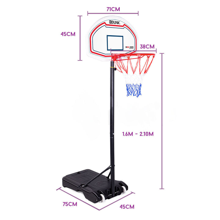 Dr.Dunk Basketball Hoop Stand System Height Adjustable Portable Net Ring 2.1m-Vivify Co.